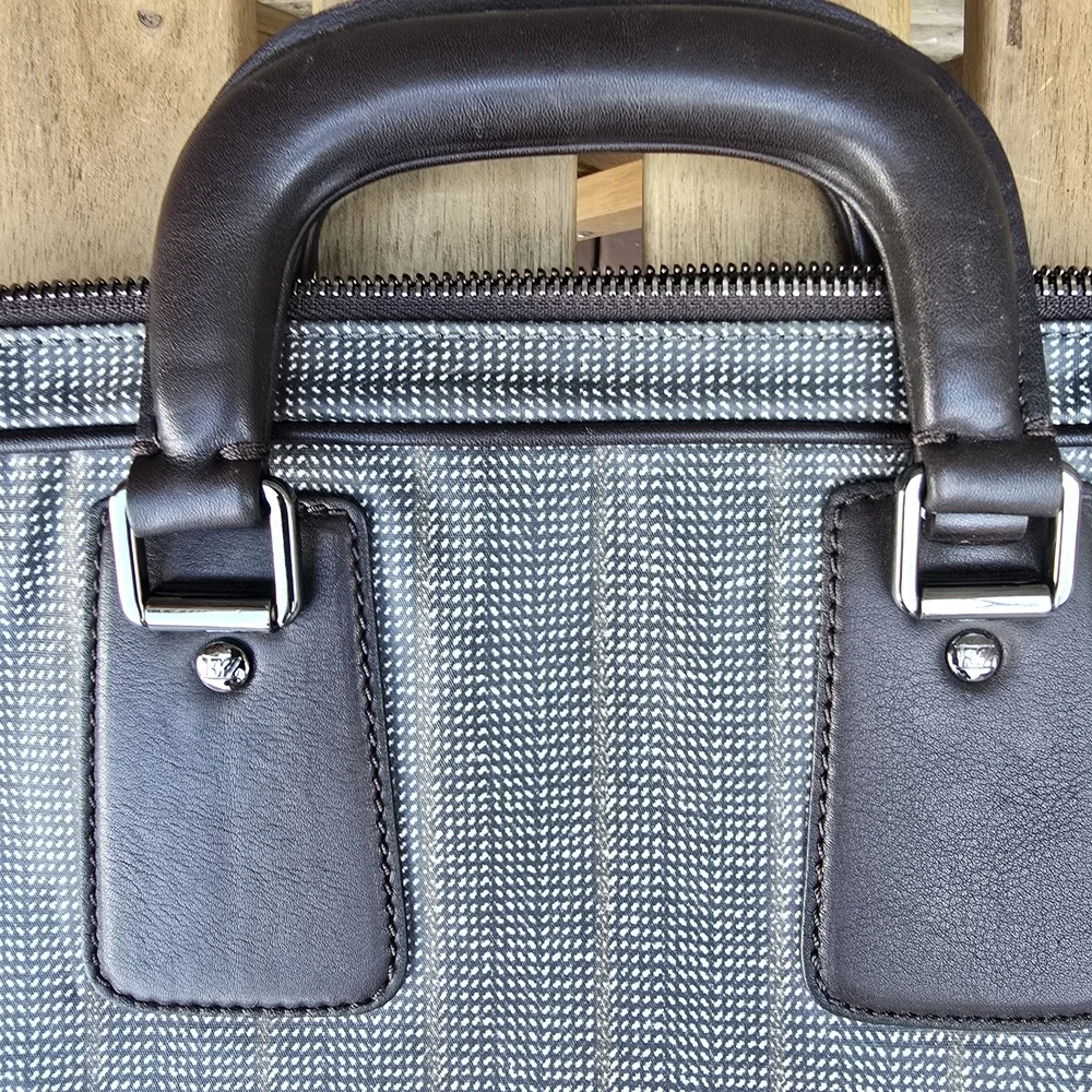 Emernegildo Zegna Elegant Black and Gray Men's Briefcase